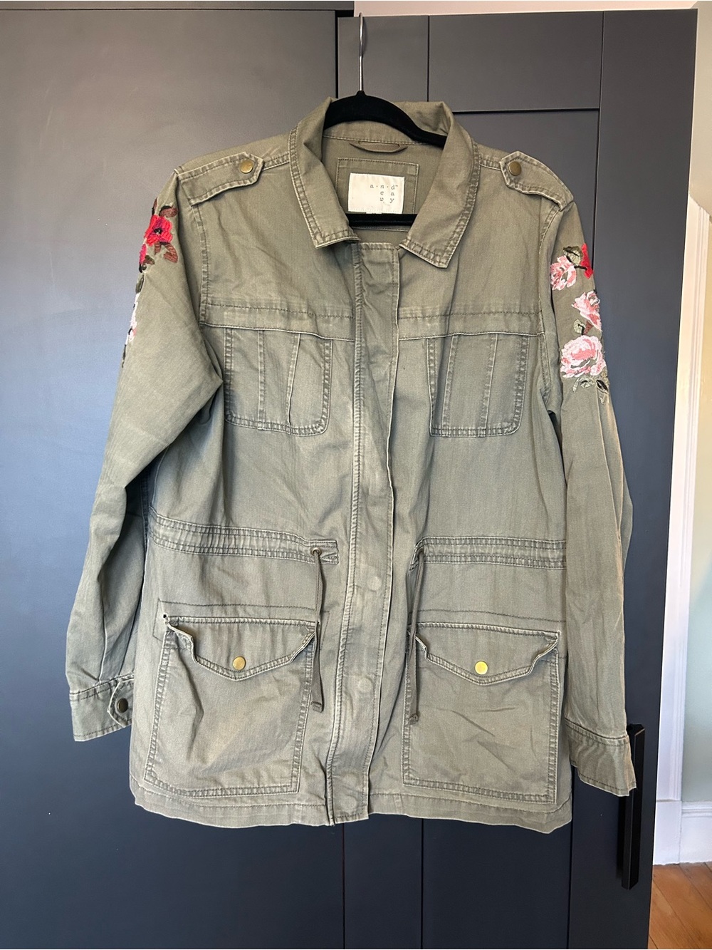 A New Day Olive Green Embroidered Utility Jacket XL